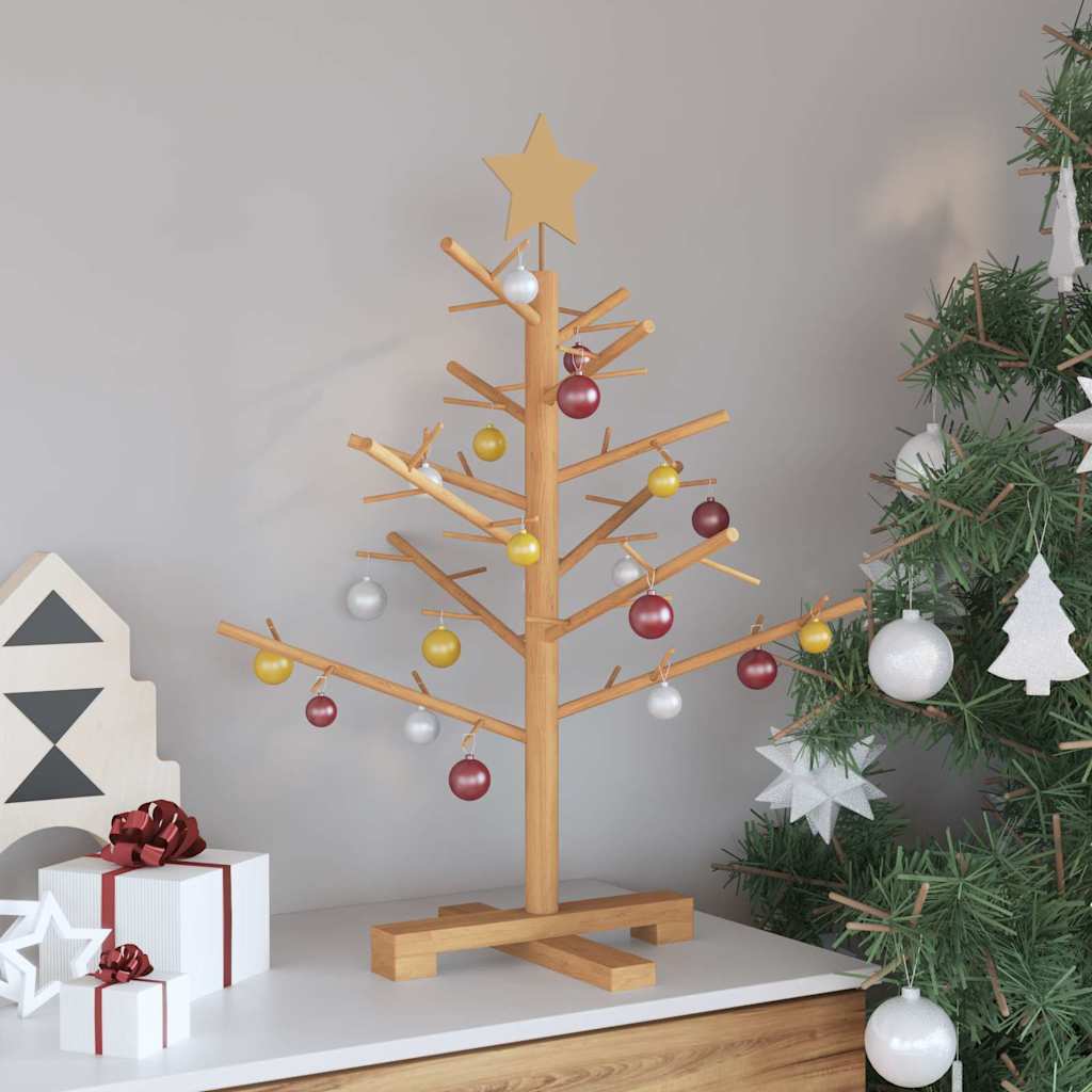 Wooden Christmas Tree with Stand Brown 75 cm Solid pine wood